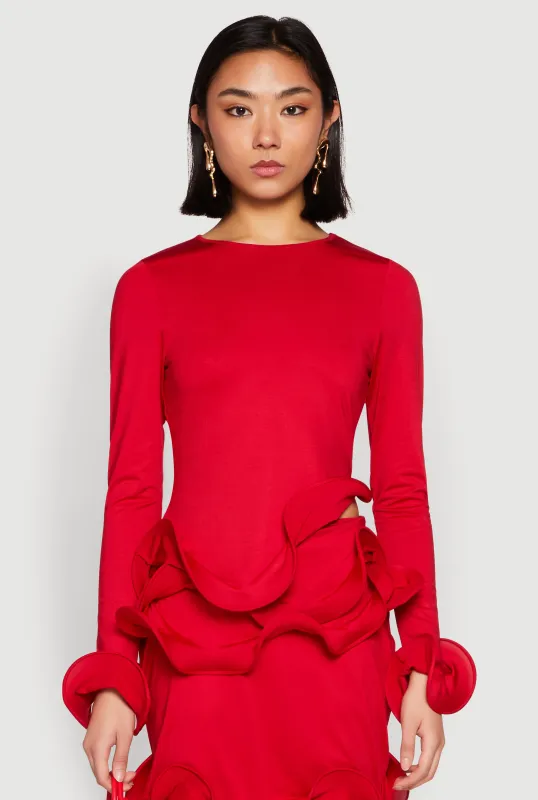 Long Sleeve Wired Ruffle Blouse sold by Rainbow