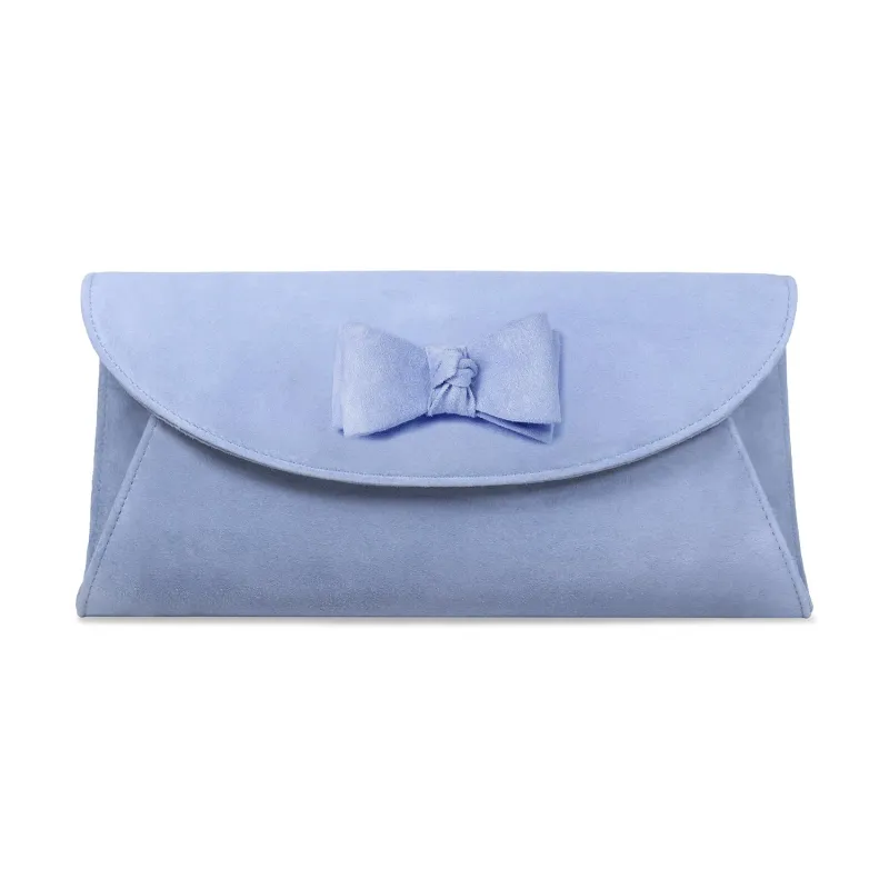 Jenna-Bow: Sky Blue Suede sold by Sole Bliss