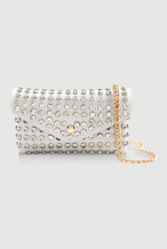 Rhinestone Studded Mini Envelope Crossbody Bag sold by Rainbow