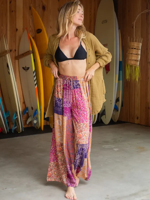 Go With The Flow Wide Leg Pant - Cream Rust Floral sold by NATURAL LIFE