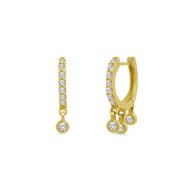 Diamond Bezel Dangle Huggie sold by LINDSEY LEIGH JEWELRY