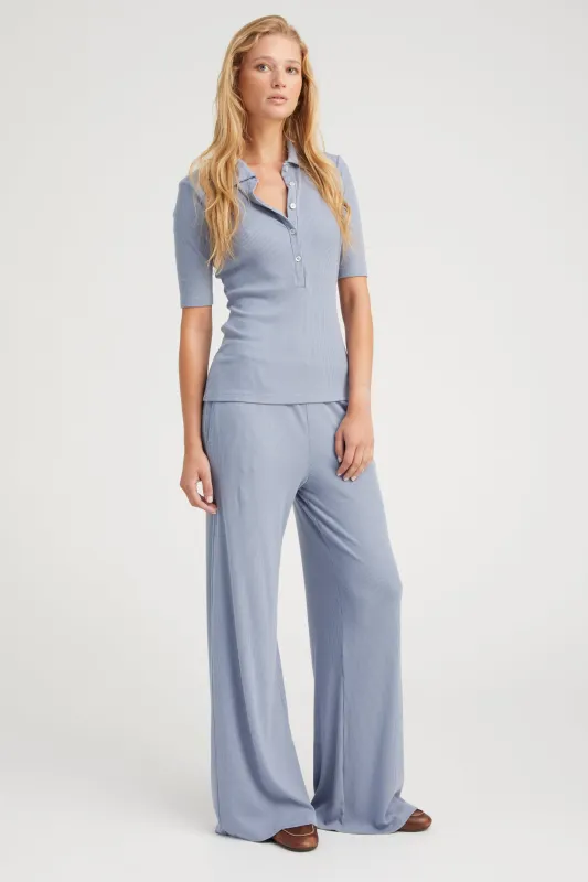 Steel Blue Rib Wide Leg Pants PR sold by SPRWMN
