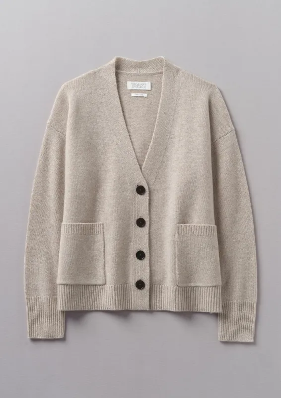 Ffion Wool Cashmere Boxy Cardigan | Putty sold by TOAST
