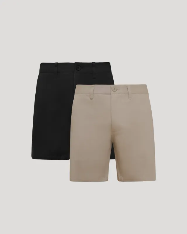 7" Black & Khaki Classic Twill Shorts 2-Pack sold by True Classic
