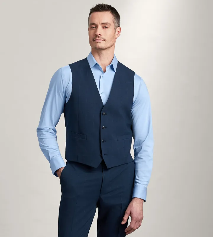 Blue Windowpane Suit Vest sold by Tip Top