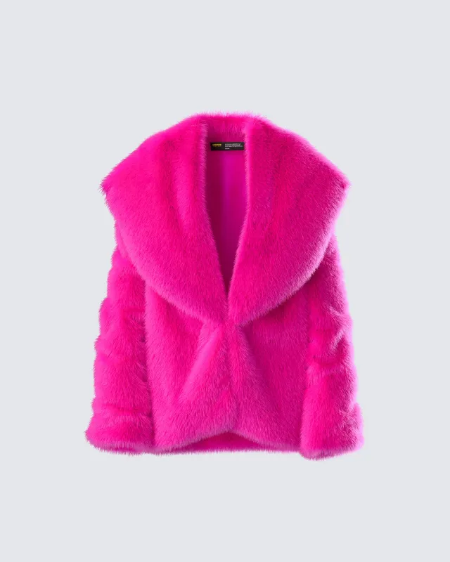 Rosamond Hot Pink Vegan Fur Jacket sold by Finesse