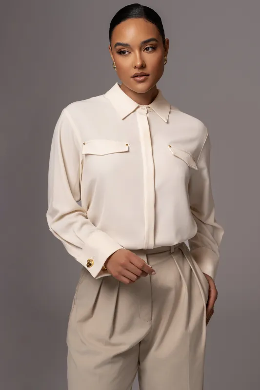 Buttercream Stella Button Up Shirt sold by JLUXLABEL
