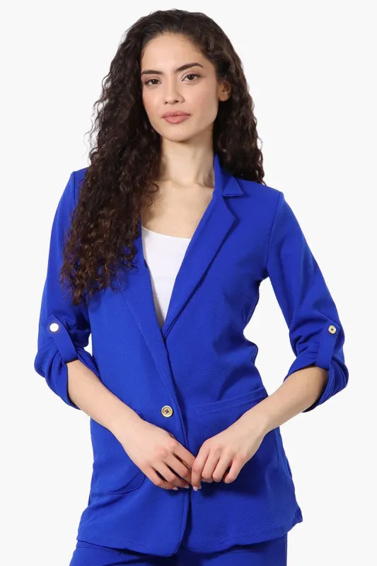 Majora Roll Up Sleeve Two Button Blazer - Blue sold by Fairweather