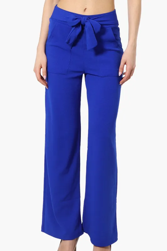 Majora Solid Large Pocket Belted Pants - Blue sold by Fairweather