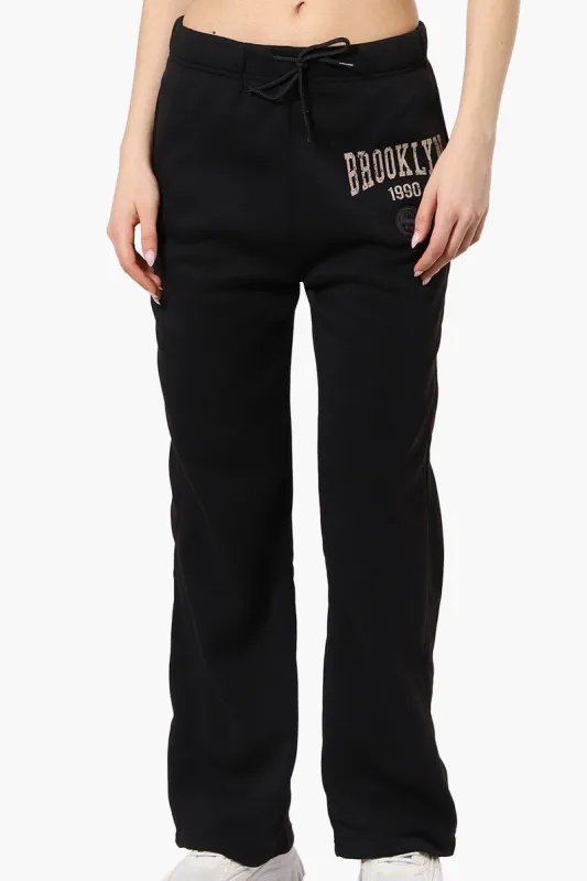 Fahrenheit Brooklyn Print Fleece Sweatpants - Black sold by Fairweather