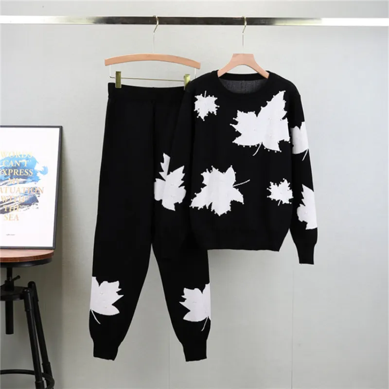 Black - Elegant Casual Sweater Two Piece Set sold by Viva Estel