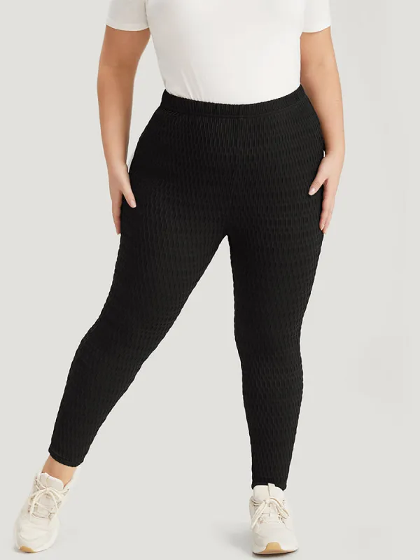 Solid Plisse High Rise Skinny Leggings sold by Bloomchic