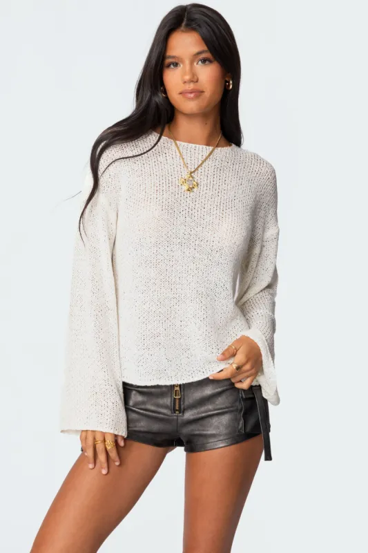 Drop Shoulder Light Knit Sweater sold by Edikted