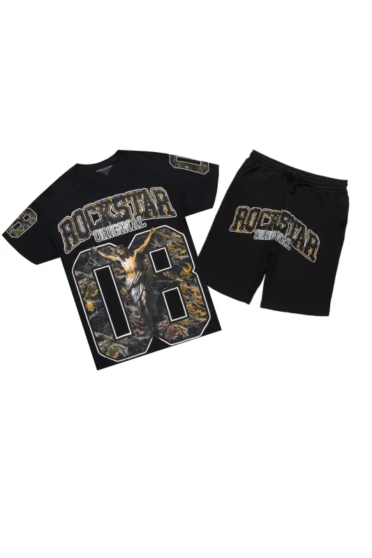 Fields Black Graphic T-Shirt Short Set sold by Rockstar Original