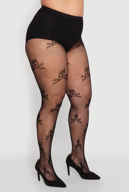 Plus Size Fishnet Patterned High Waist Tights sold by Rainbow