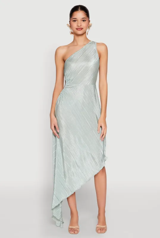 Plisse One Shoulder Asymmetrical Dress sold by Rainbow
