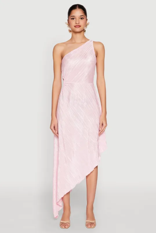 Plisse One Shoulder Asymmetrical Dress sold by Rainbow