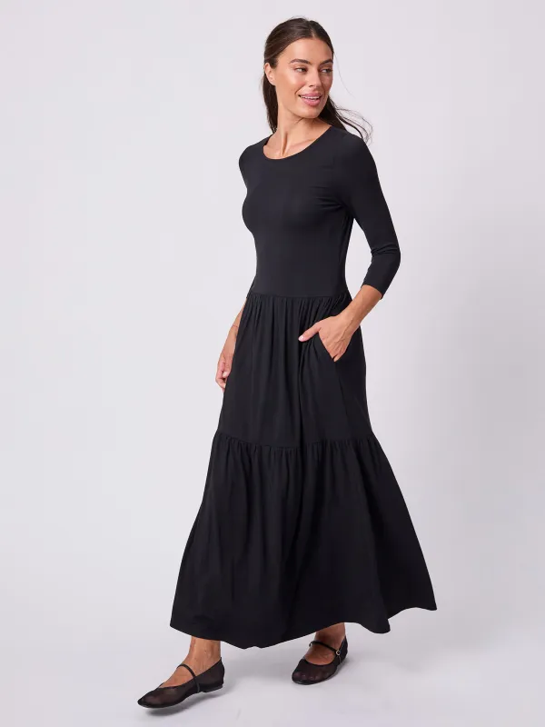 Wander Tiered Dress - Black sold by Dharma Bums