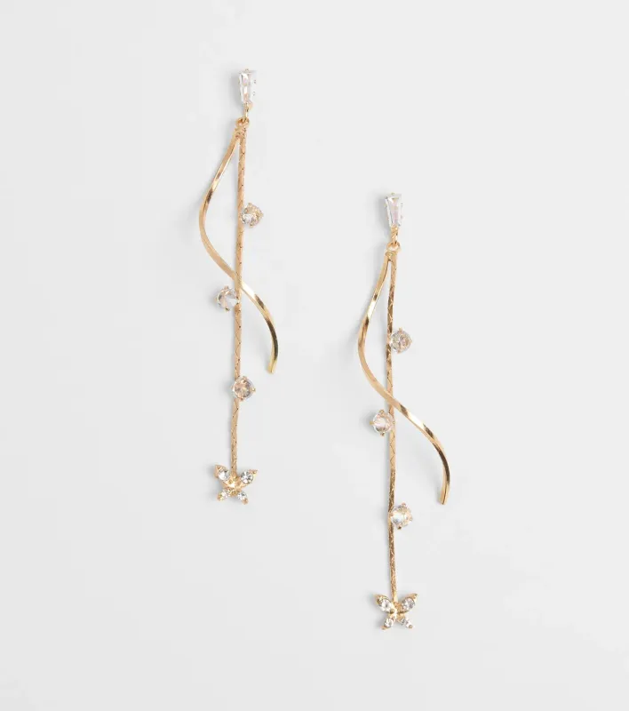 Glistening Heights Butterfly Rhinestone Earrings sold by Windsor