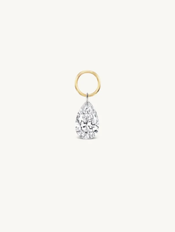XL Pear Pierced Diamond Charm Pair + Free 8mm Gold Huggies sold by Sophie Ratner