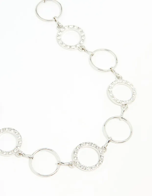 Silver Diamante & Plain Circle Belt sold by lovisa