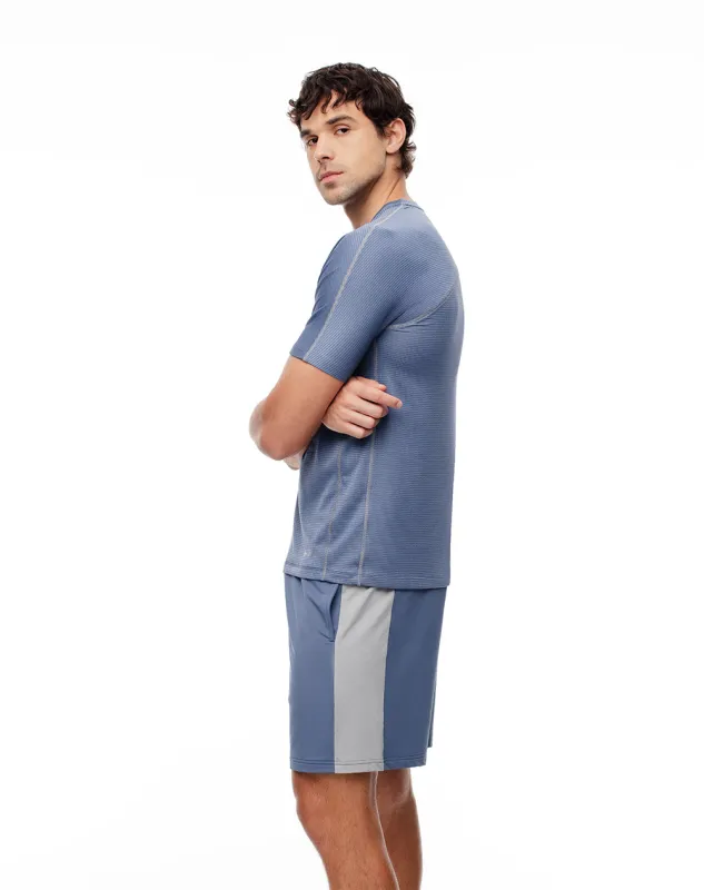 Pantaloneta deportiva antibacterial azul para hombre sold by Gef