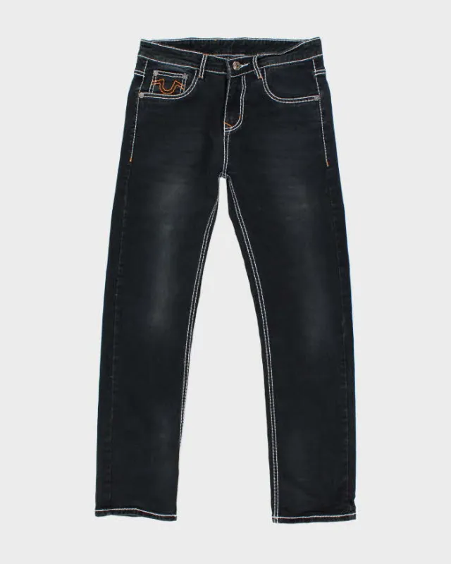 Vintage Y2K True Religion Black Wash Straight Leg Jeans - W30 L29 sold by Rokit