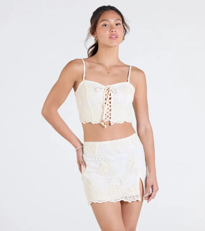 Boho Muse Lace-Up Embroidered Crop Top sold by Windsor