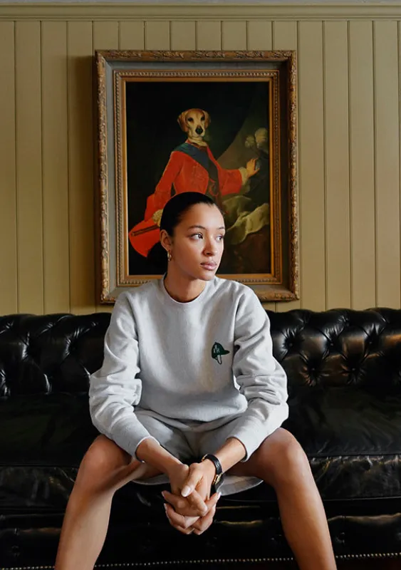 Stewie Unisex Crewneck in Grey with Equestrian Logo sold by Recreational Habits