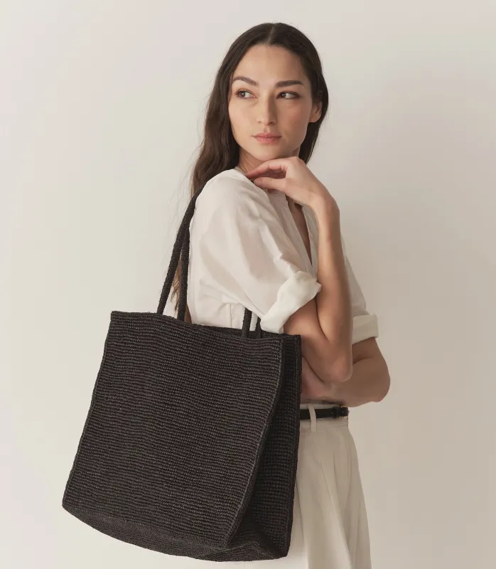 GRANDE MATHILDE BAG -- BLACK RAFFIA sold by Doen