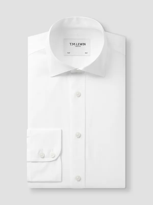 Non-Iron Plain White Poplin Regular Fit Single Cuff Classic Collar Shirt sold by T.M.Lewin