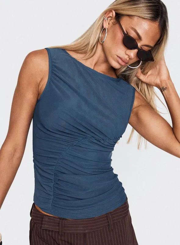 Persuade You Ruched Top Blue sold by Princess Polly