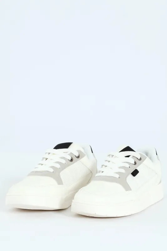 Boys Pu Mesh Sneaker - White sold by Edgars
