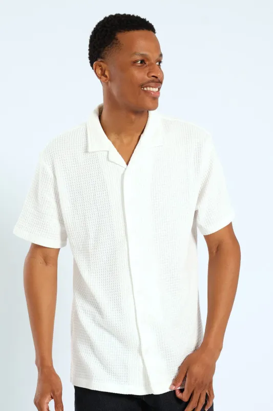 Grid Waffel Shirt - White sold by Edgars 