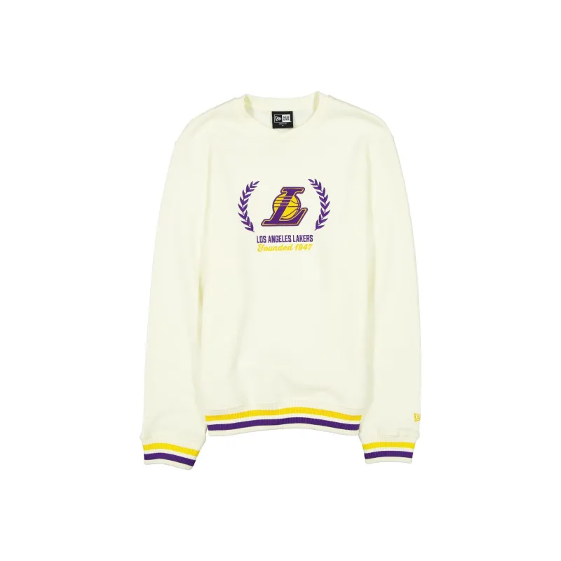 Los Angeles Lakers Throwback Chrome White Crewneck sold by New Era