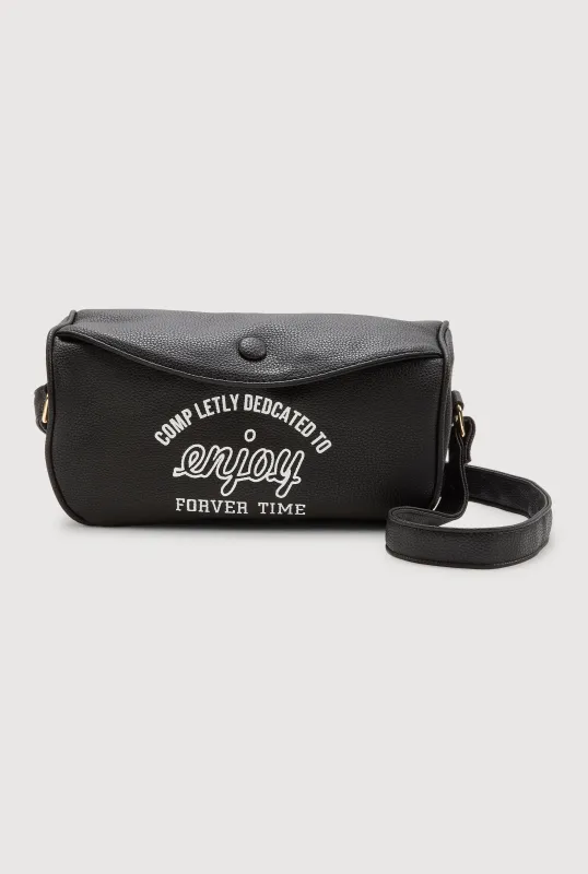 Enjoy Graphic Faux Leather Half Moon Crossbody Bag sold by Rainbow