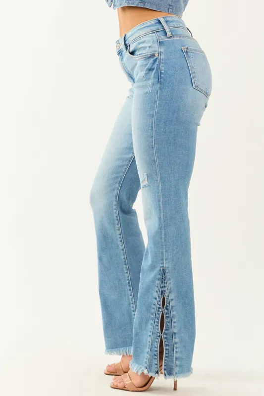 KanCan Medium Wash Slit Hem Stretchy Bootcut Jeans sold by Lime Lush