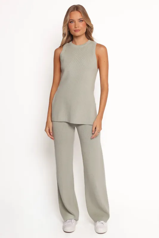 Ellory Knitted Pants Set - Light Sage sold by Petal & Pup