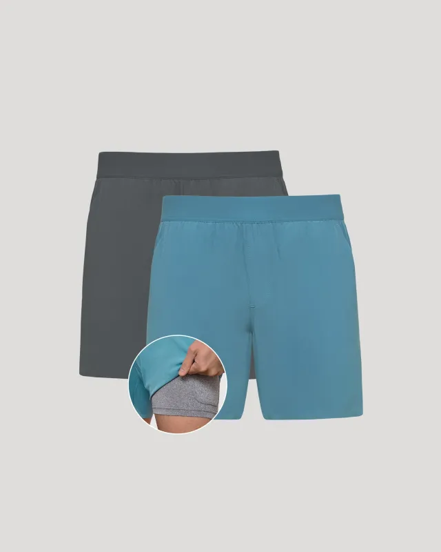 7" Carbon & Voyager 2-in-1 Training Shorts 2-Pack sold by True Classic