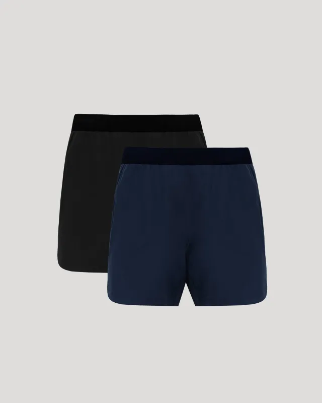 7" Black and Navy Active Training Shorts 2-Pack sold by True Classic