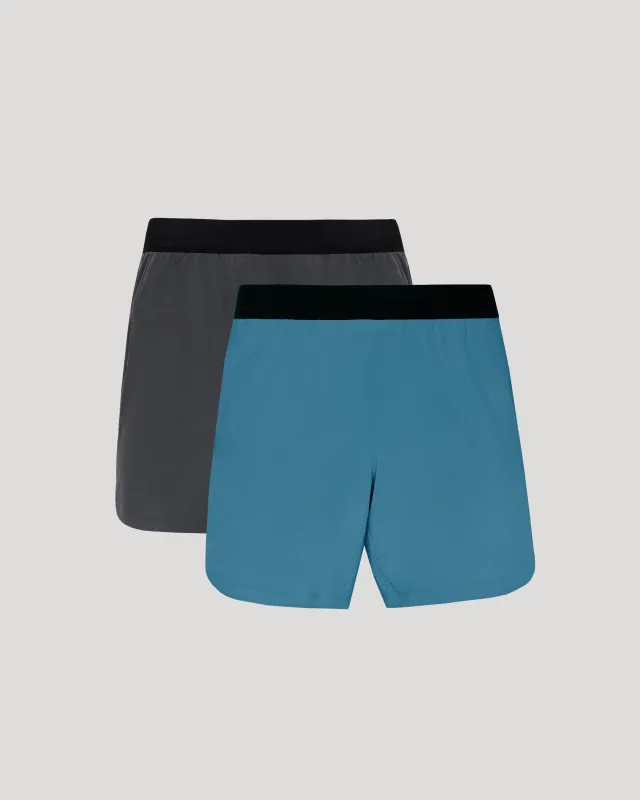 7" Carbon & Sapphire Active Training Shorts 2-Pack sold by True Classic