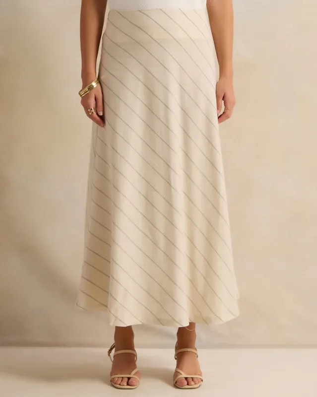 Women Ivory Striped Skirt sold by Redtag