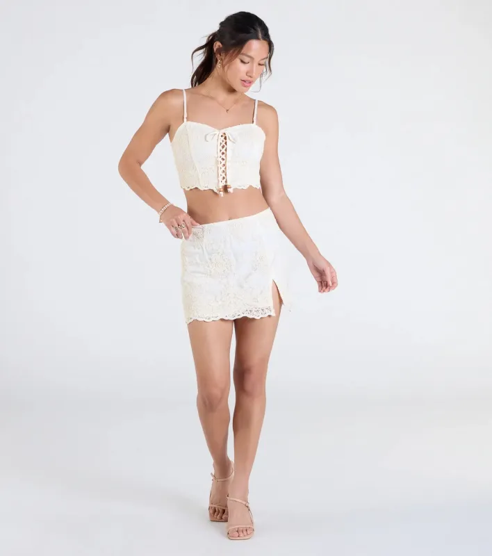 Boho Muse Lace Embroidered Mini Skirt sold by Windsor