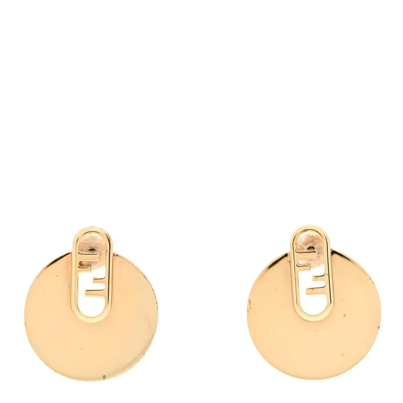 Fendi Metal FF O'Lock Round Earrings Gold (Pre-Owned) sold by Zulily