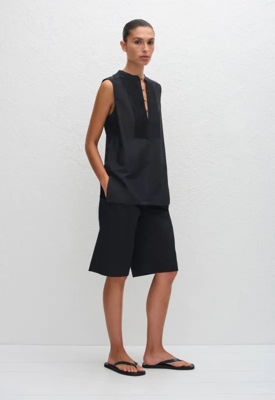 Sleeveless Pintuck Tunic - Black sold by Matteau