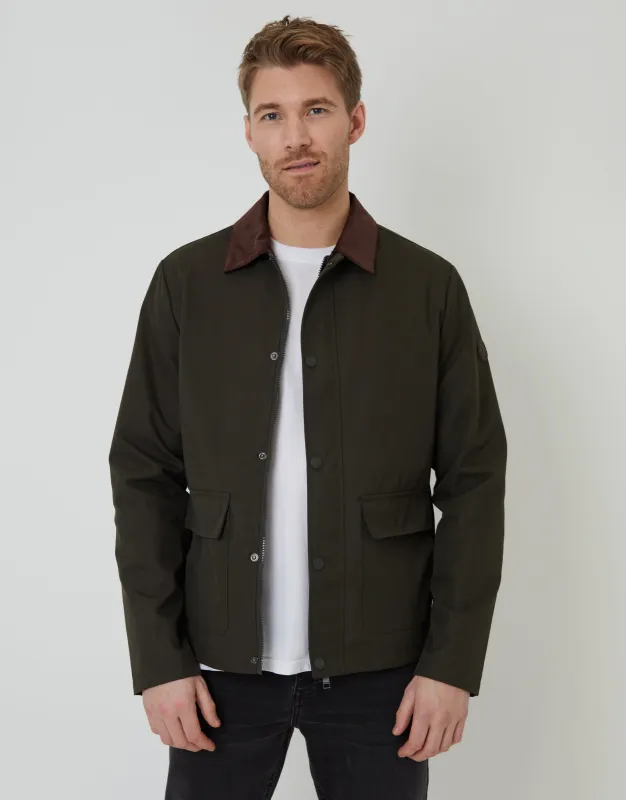 Threadbare Men's Khaki Green Showerproof Collared Lightweight Jacket sold by Threadbare