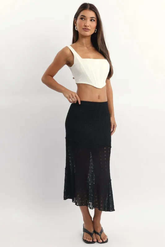 Black Lace Midi Skirt sold by Ally Fashion