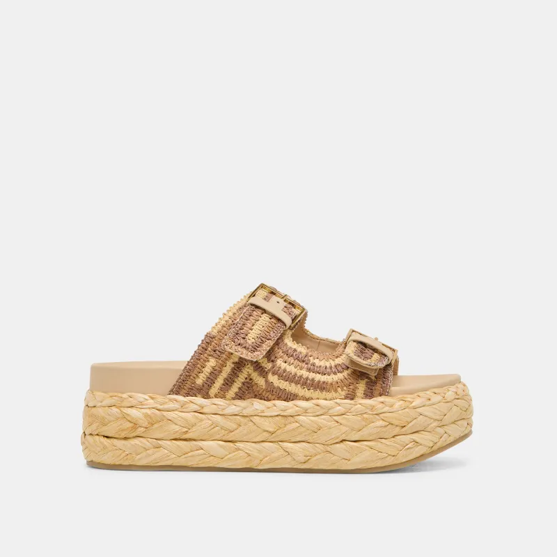 FALYN SANDALS BROWN NATURAL WOVEN RAFFIA sold by Dolce Vita