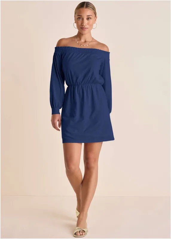 Off-The-Shoulder Mini - Dark Blue sold by VENUS