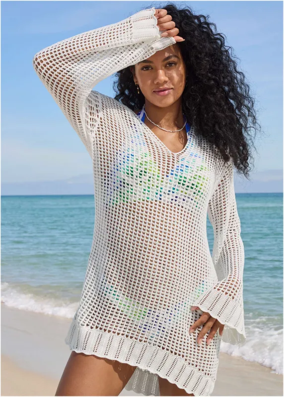 Crochet Cover-Up Dress - White sold by VENUS